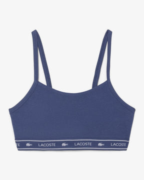 Sutiã bralette de algodão elástico com fita de logotipo