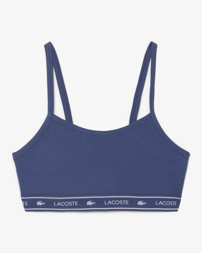 Sutiã bralette de algodão elástico com fita de logotipo