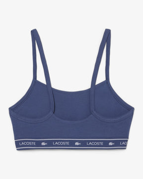 Sutiã bralette de algodão elástico com fita de logotipo