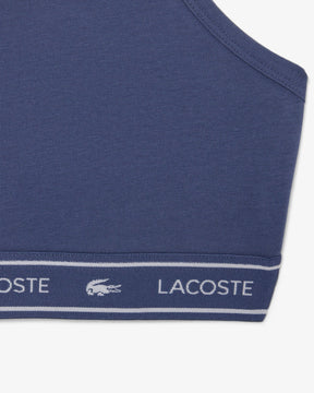 Sutiã bralette de algodão elástico com fita de logotipo