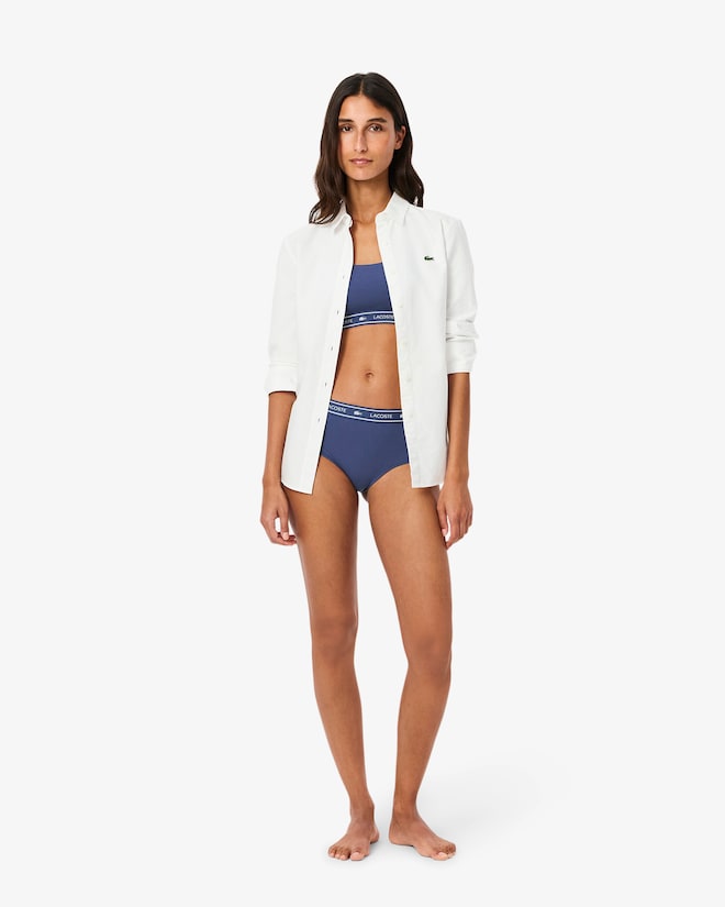 Sutiã bralette de algodão elástico com fita de logotipo