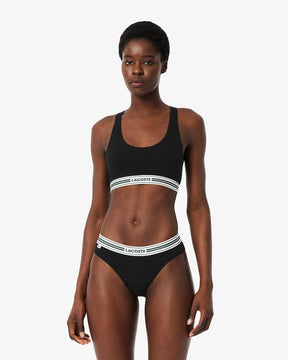 Sutiã bralette de algodão elástico com fita contrastante