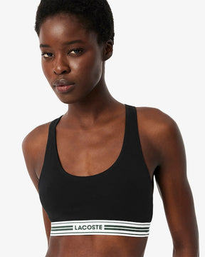 Sutiã bralette de algodão elástico com fita contrastante