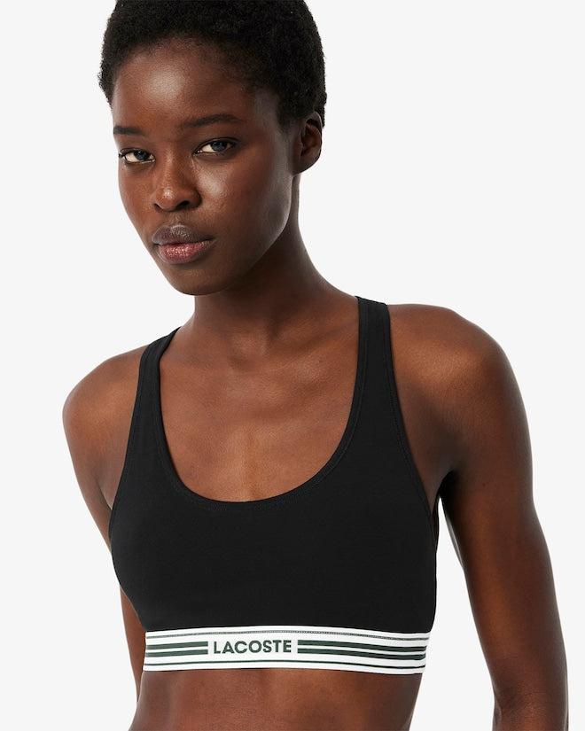 Sutiã bralette de algodão elástico com fita contrastante