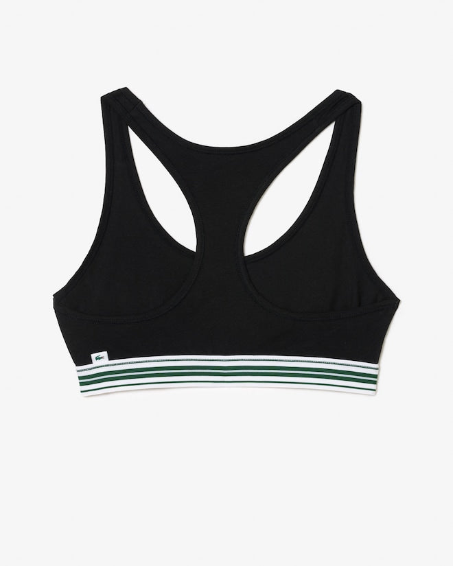 Sutiã bralette de algodão elástico com fita contrastante