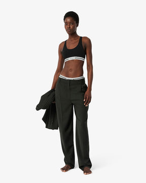 Sutiã bralette de algodão elástico com fita contrastante