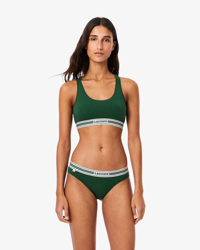 Sutiã bralette de algodão elástico com fita contrastante