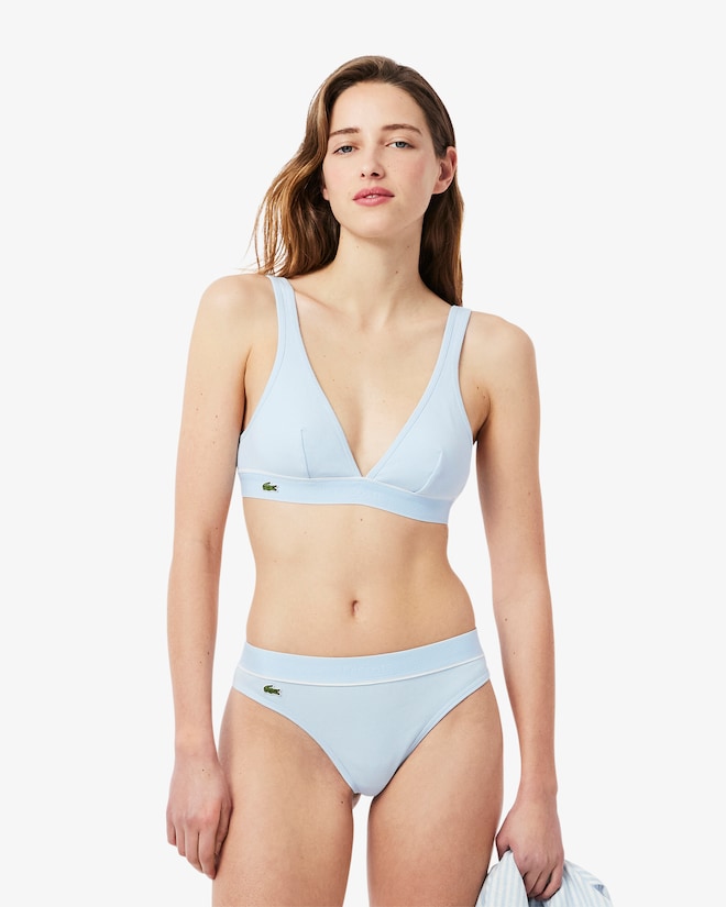 Bralette triangular de algodão canelado