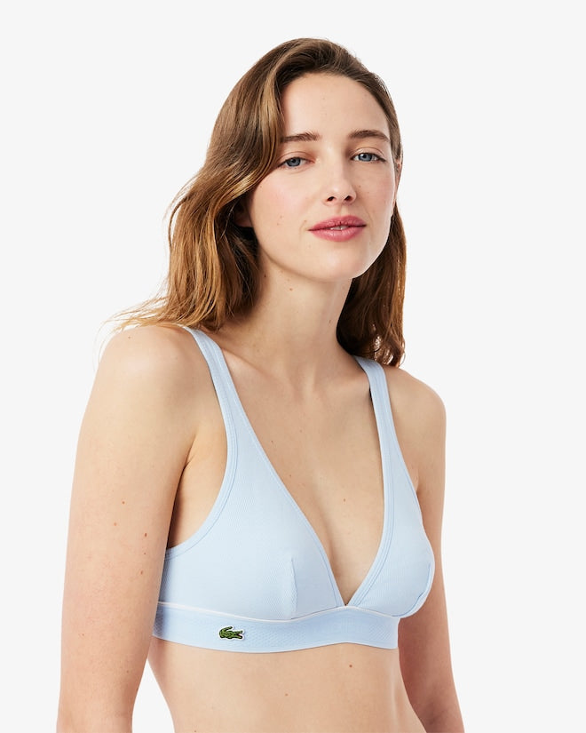 Bralette triangular de algodão canelado