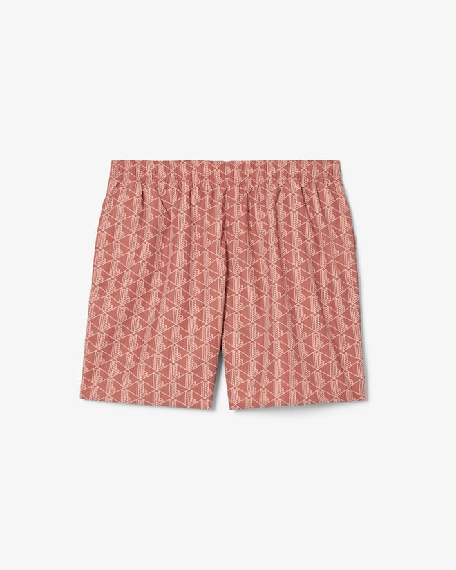 Shorts de banho de comprimento médio com estampa de monograma