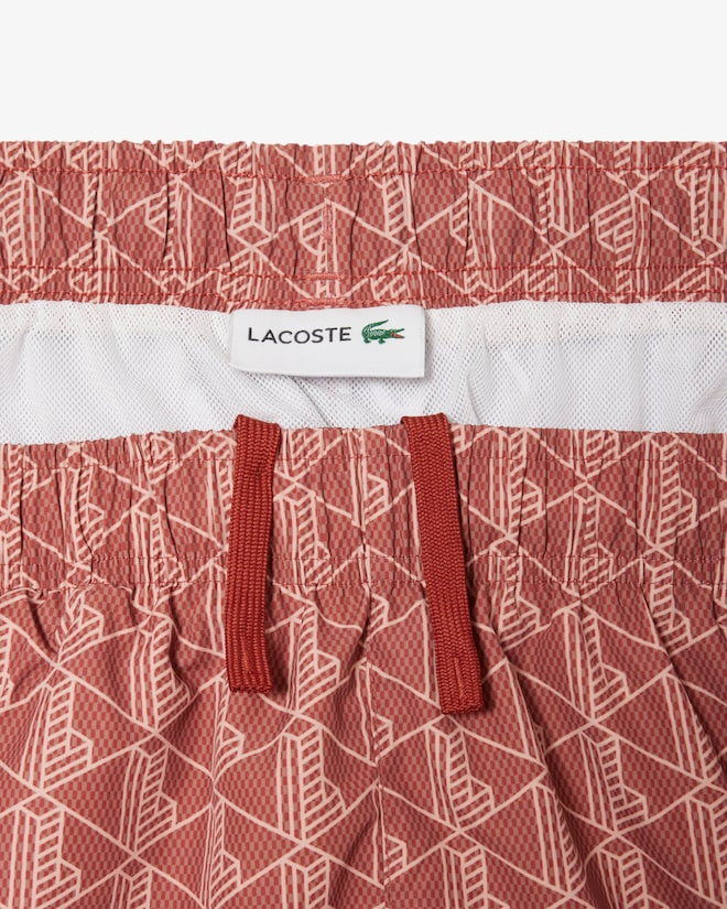 Shorts de banho de comprimento médio com estampa de monograma
