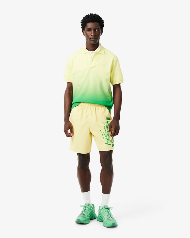 Shorts de banho longos com detalhes da marca