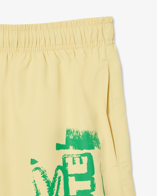 Shorts de banho longos com detalhes da marca