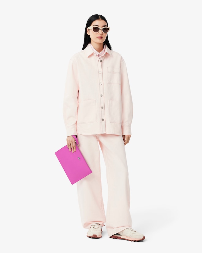 Bolsa pequena Anna em piqué de lona revestida