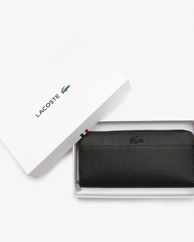 Carteira Chantaco grande de couro com efeito piqué