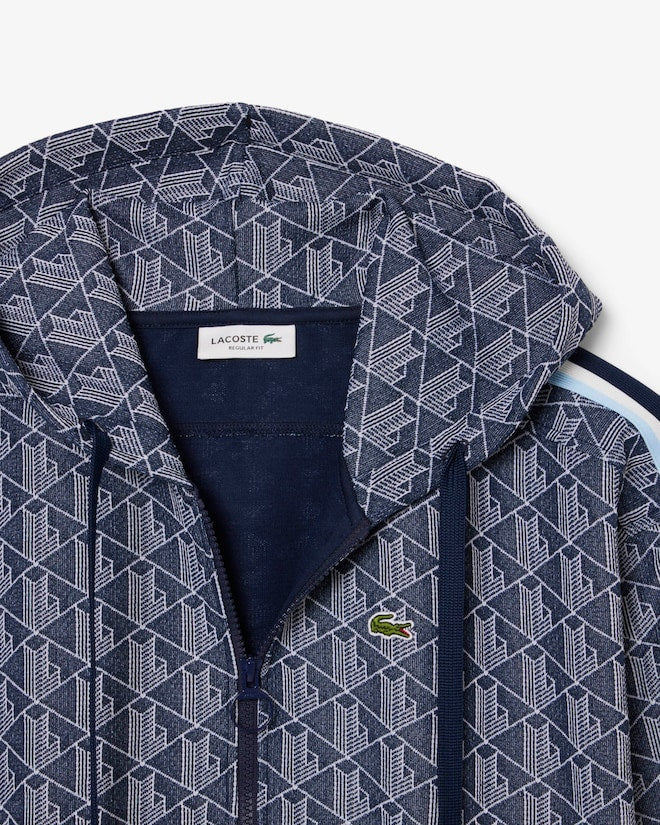 Moletom com capuz jacquard com monograma