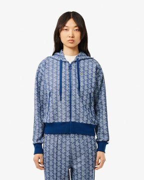 Moletom com capuz jacquard com monograma