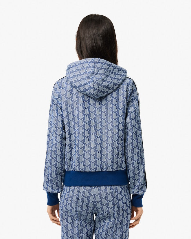 Moletom com capuz jacquard com monograma