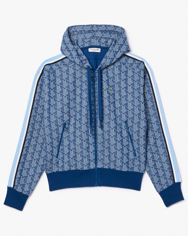 Moletom com capuz jacquard com monograma