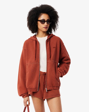 Moletom oversized com zíper e efeito lavado