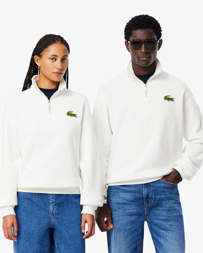 Moletom folgado com zíper e detalhe de emblema