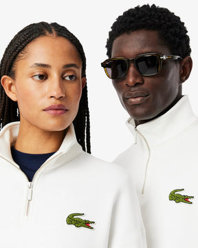 Moletom folgado com zíper e detalhe de emblema