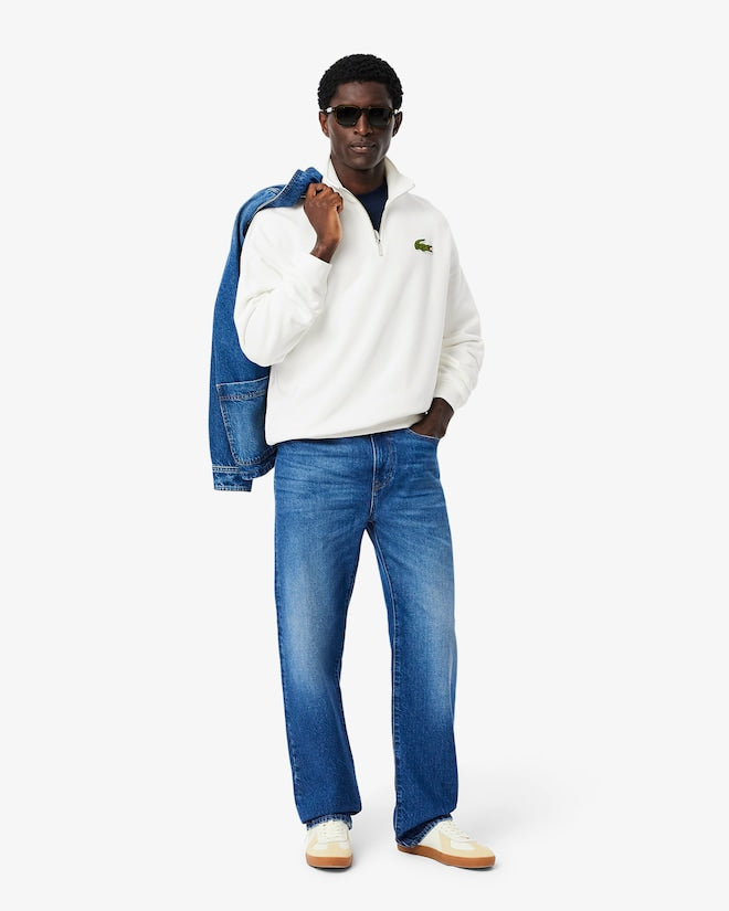 Moletom folgado com zíper e detalhe de emblema