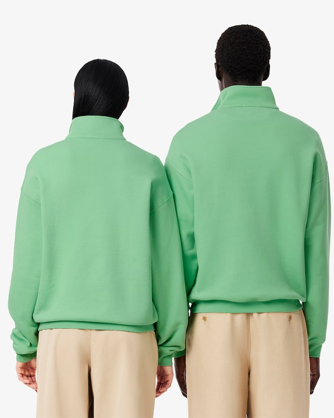 Moletom folgado com zíper e detalhe de emblema