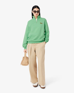 Moletom folgado com zíper e detalhe de emblema