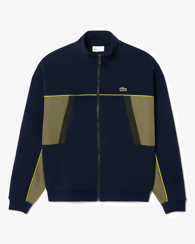 Casaco piqué folgado com zíper