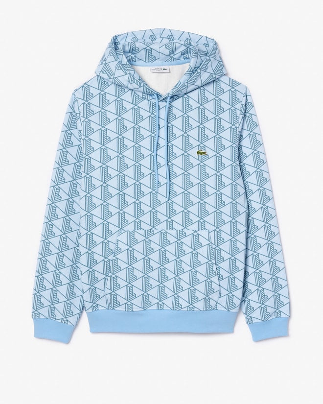 Casaco com capuz de lã de monograma com logo