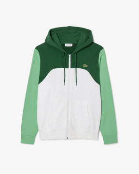 Casaco com capuz e zíper em blocos de cores