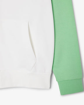 Casaco com capuz e zíper em blocos de cores