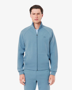 Casaco de malha jersey dupla face com zíper