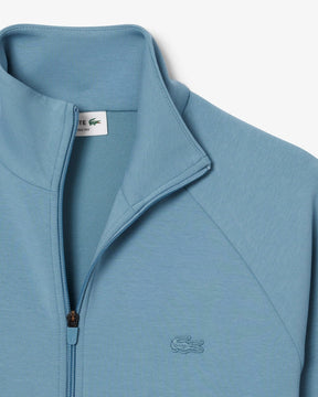 Casaco de malha jersey dupla face com zíper