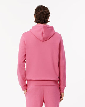 Casaco rosa com capuz e zíper