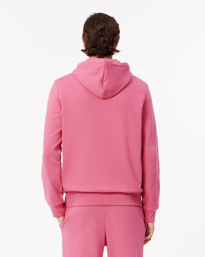 Casaco rosa com capuz e zíper