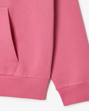 Casaco rosa com capuz e zíper