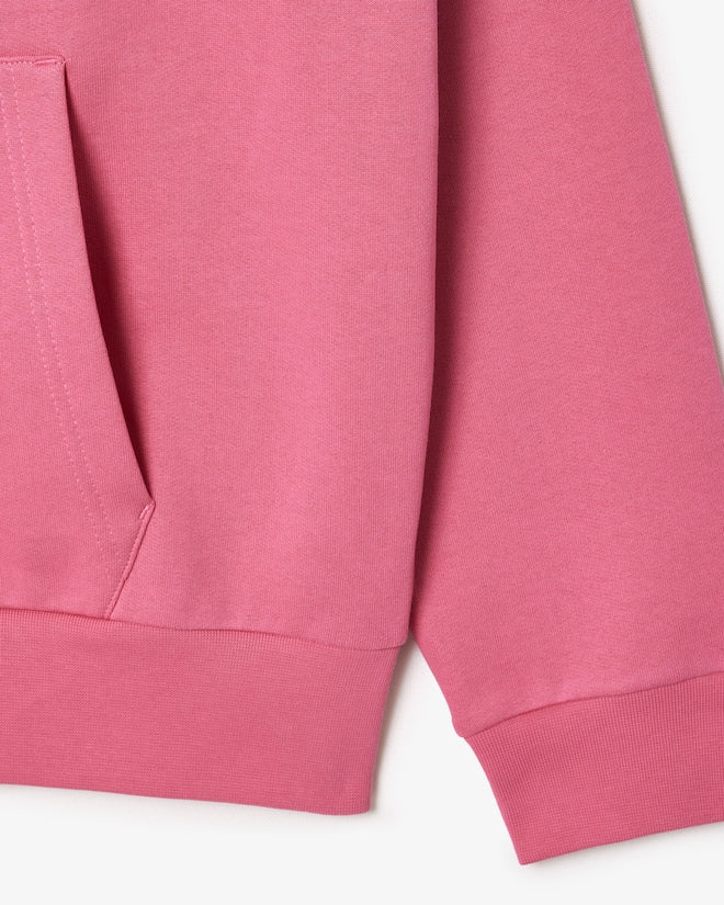 Casaco rosa com capuz e zíper