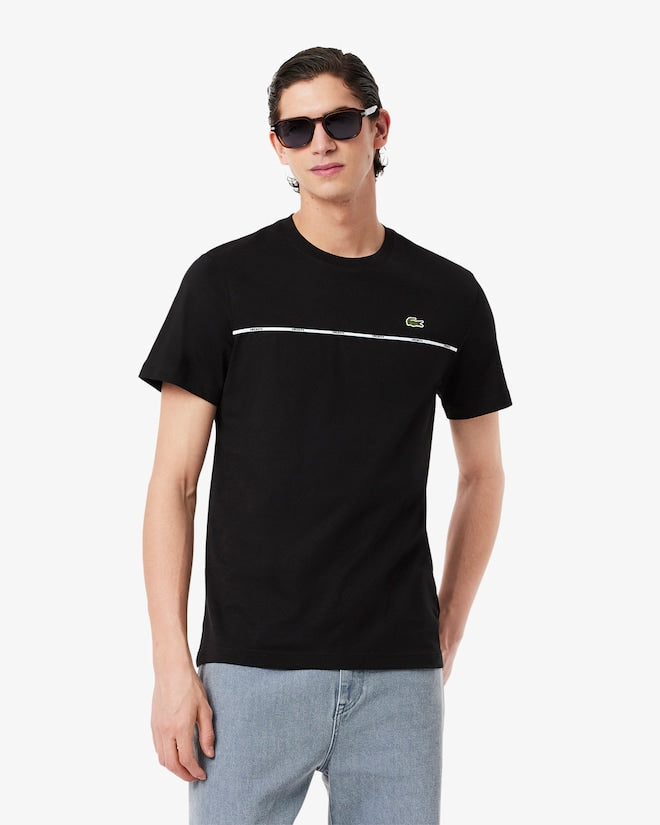 T-shirt de malha de algodão Lacoste com acabamento