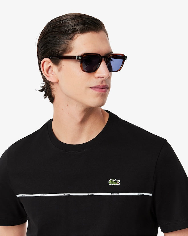 T-shirt de malha de algodão Lacoste com acabamento
