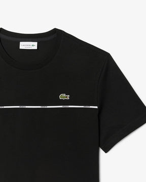 T-shirt de malha de algodão Lacoste com acabamento