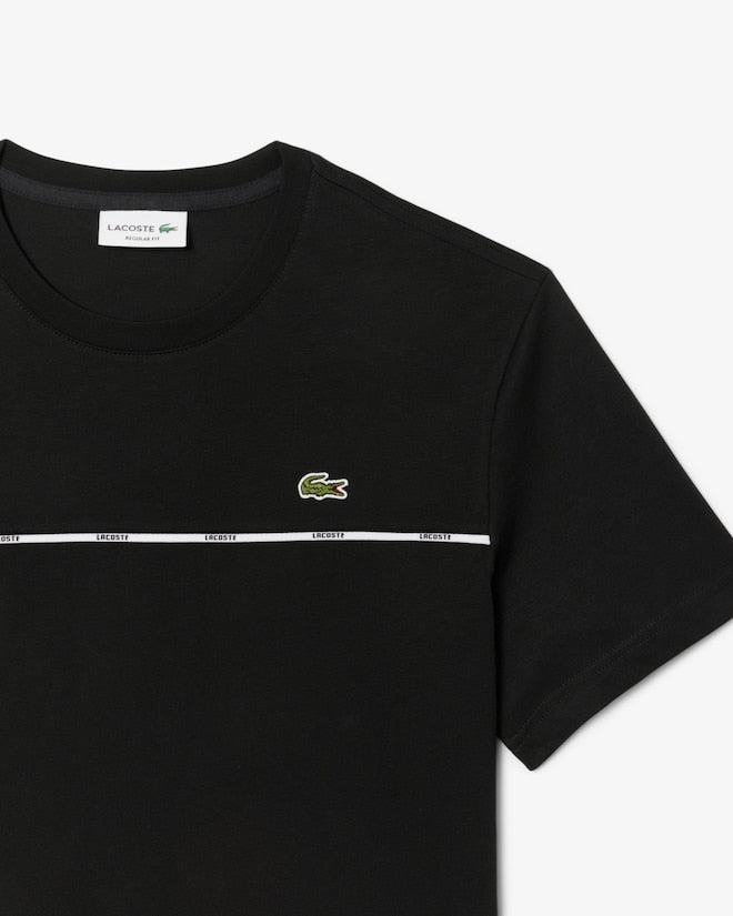 T-shirt de malha de algodão Lacoste com acabamento