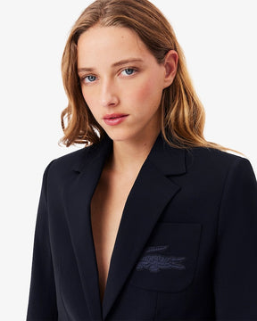 Blazer de lã slim fit com logotipo bordado