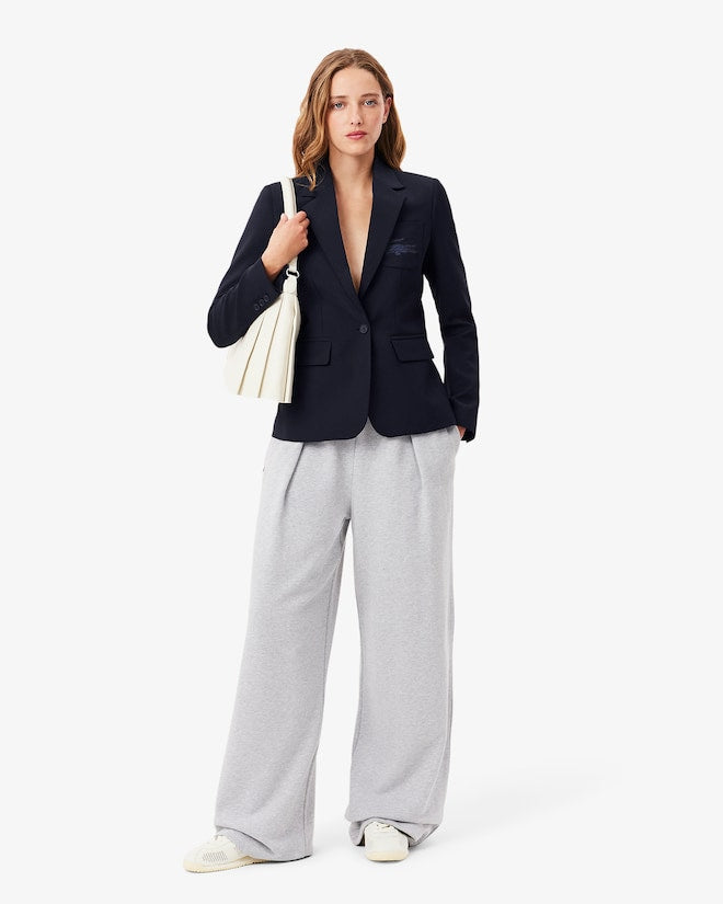 Blazer de lã slim fit com logotipo bordado