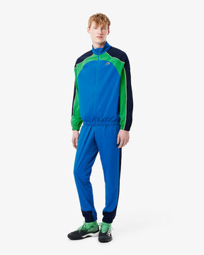 Conjunto verde e azul com logo